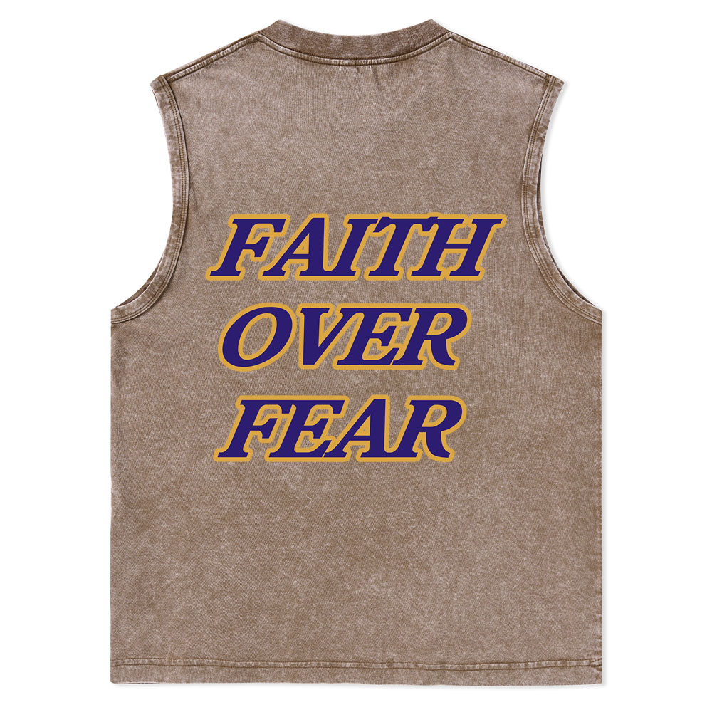 Faith Over Fear Christian Washed Tank Top