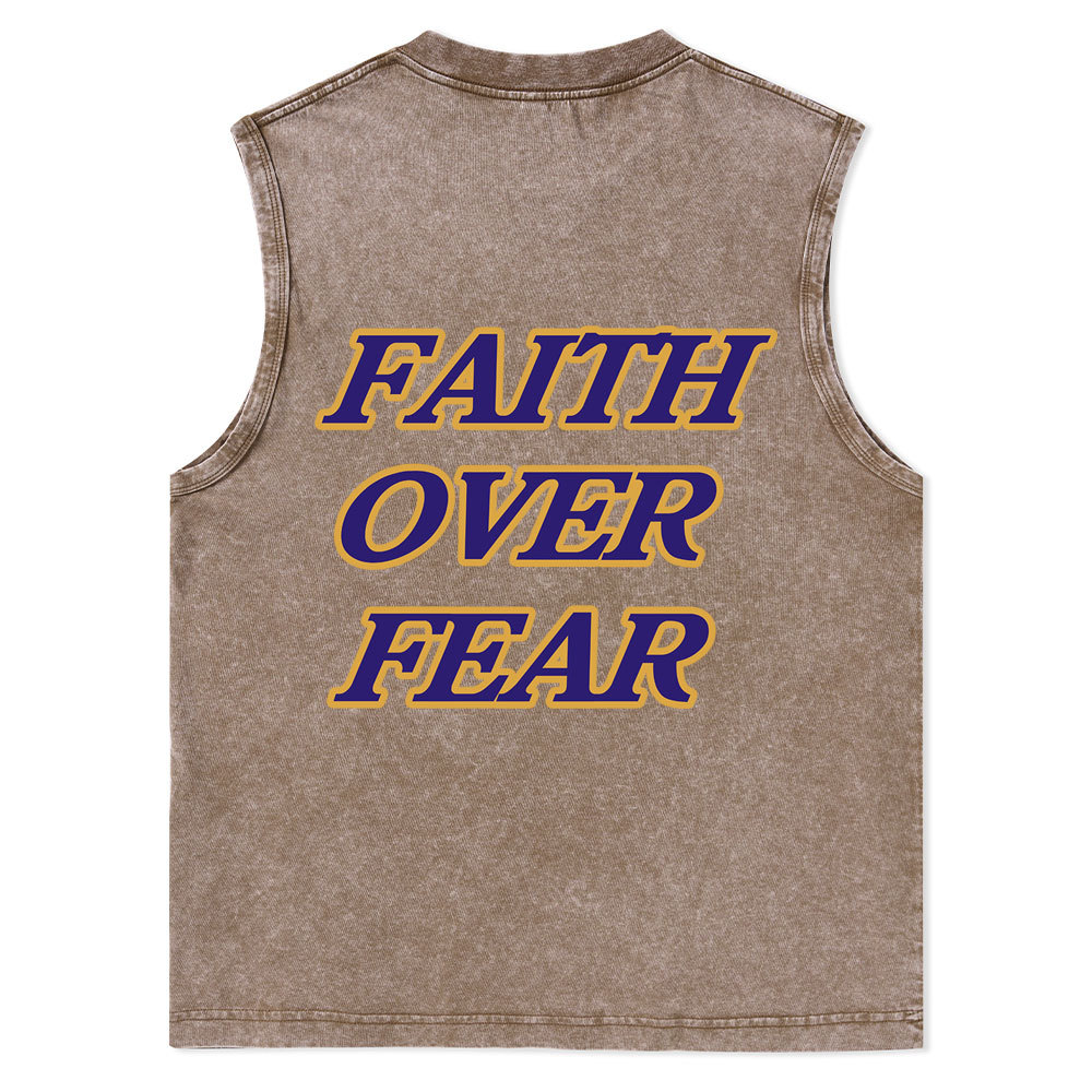 Faith Over Fear Christian Washed Tank Top