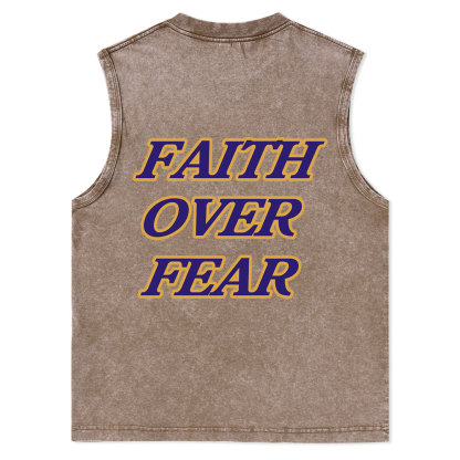 Faith Over Fear Christian Washed Tank Top