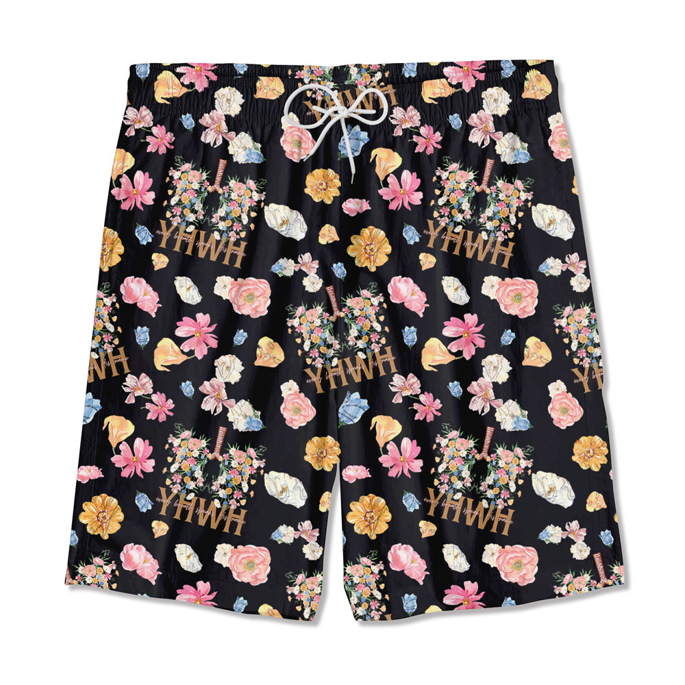 YHWH Flower Black Christian Hawaiian Shirt