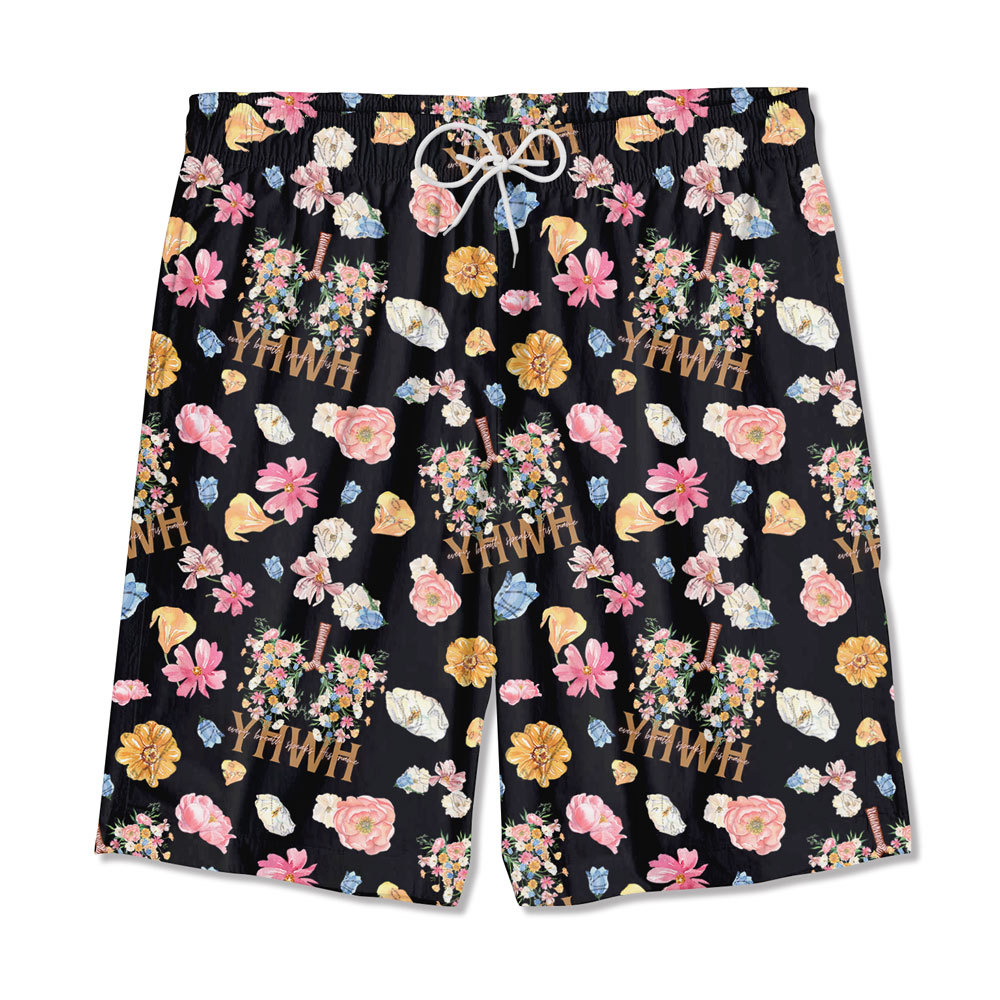 YHWH Flower Black Christian Hawaiian Shirt