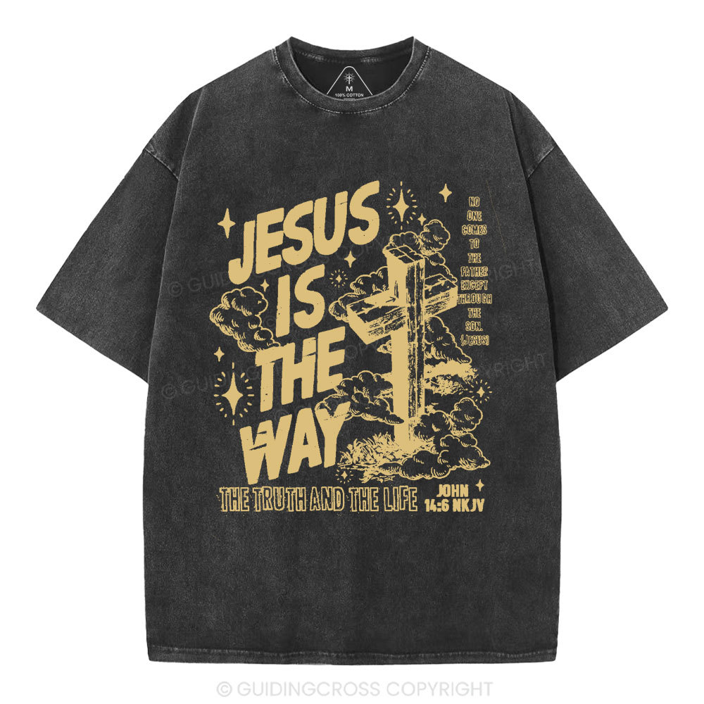 Jesus Is The Way Christian Washed T-Shirt