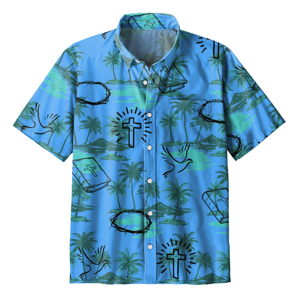 Christian Blue Hawaiian Shirt Sale - GuidingCross
