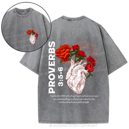 Trust In The Lord With All Your Heart Christian Washed T-Shirt