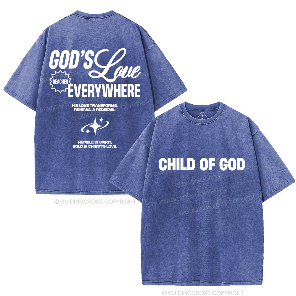 God's Love Reaches Everywhere Christian Washed T-Shirt