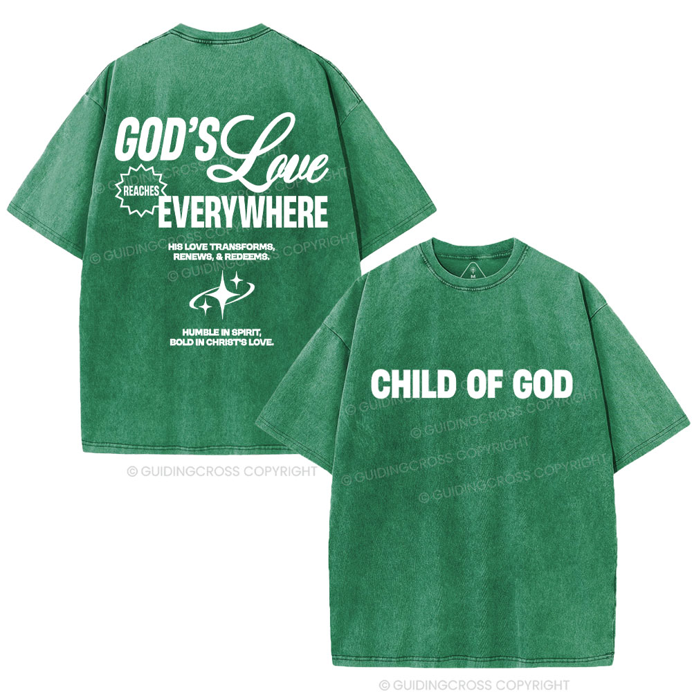 God's Love Reaches Everywhere Christian Washed T-Shirt