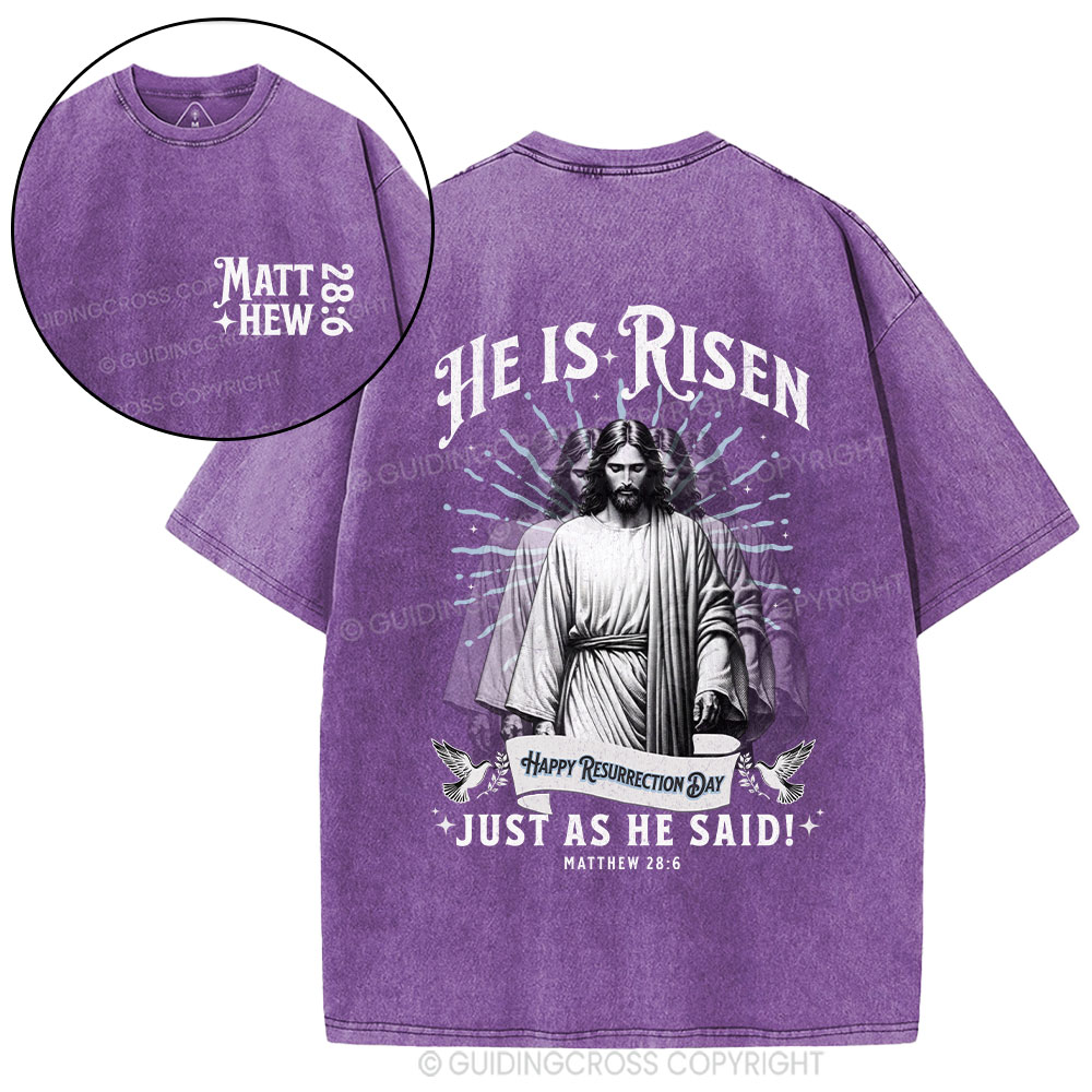 He Is Risen Christian Washed T-Shirt