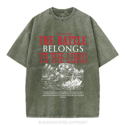 The Battle Belongs To The Lord Christian Washed T-Shirt