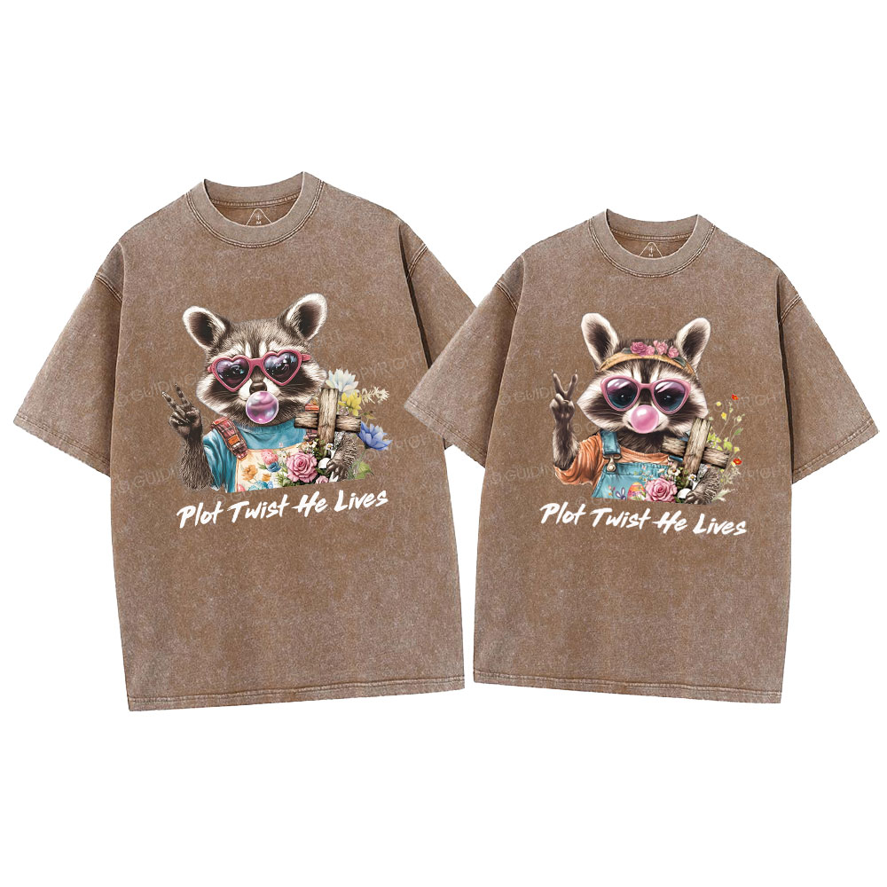 Plot Twist He Lives Christian Washed T-Shirt