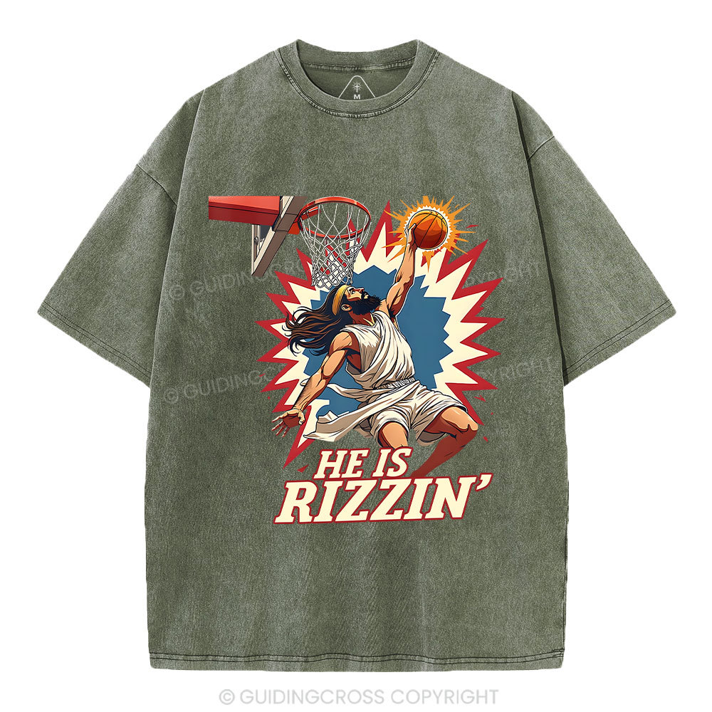 He Is Rizzen  Jesus Christian Washed T-Shirt