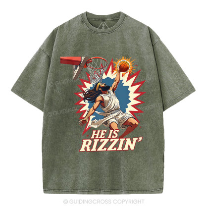 He Is Rizzen  Jesus Christian Washed T-Shirt