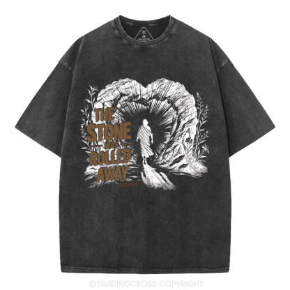 The Stone Was Rolled Away Christian Washed T-Shirt