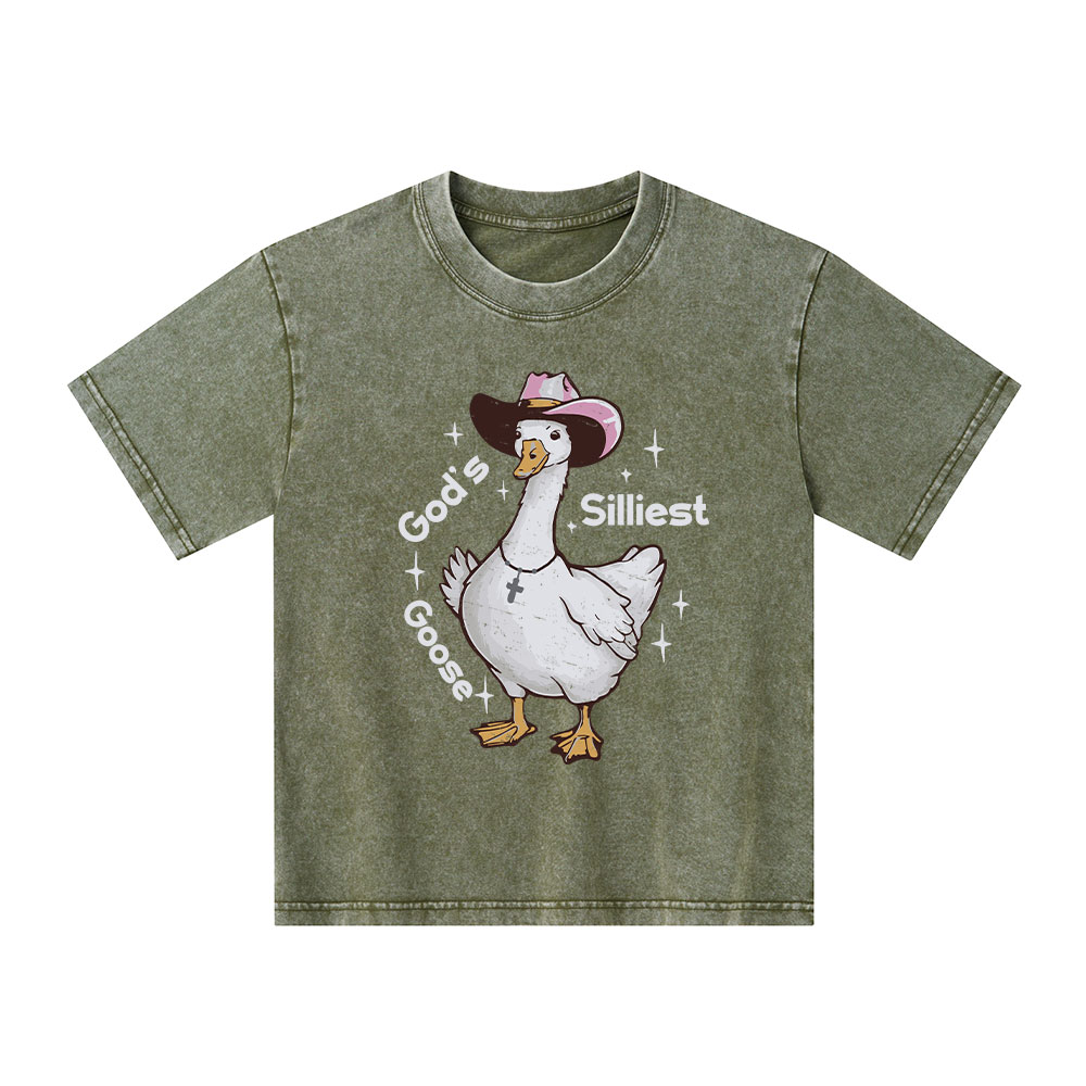 God's Silliest Goose Kid Washed T-Shirt