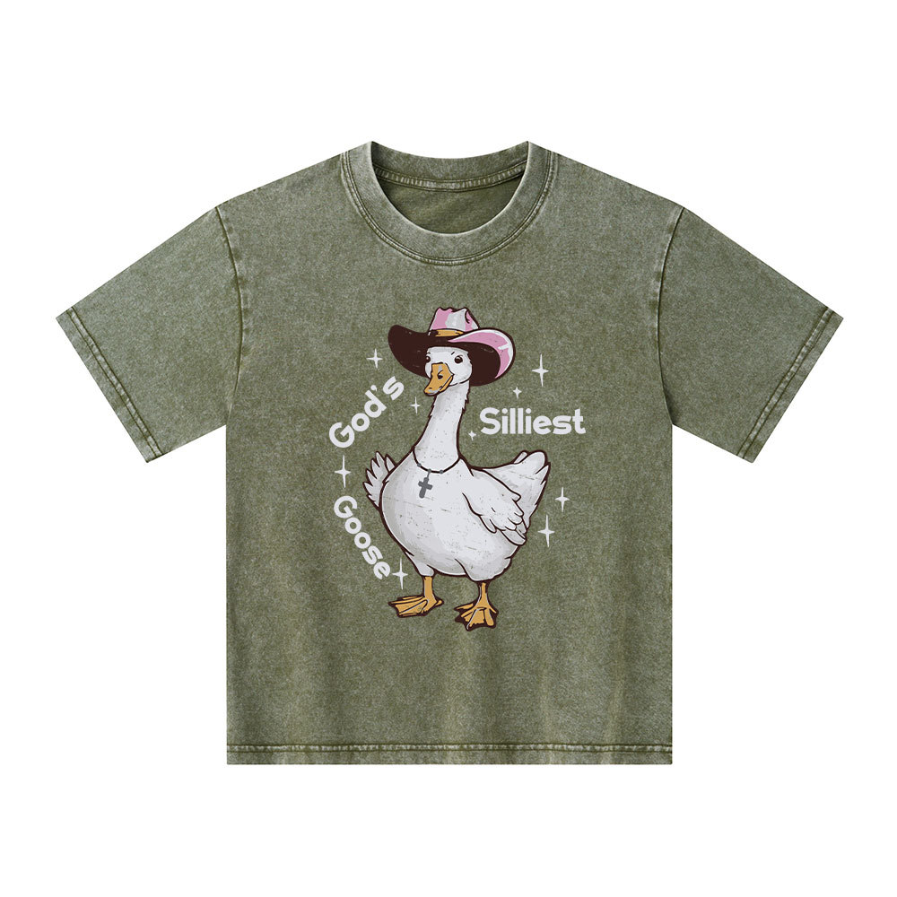 God's Silliest Goose Kid Washed T-Shirt