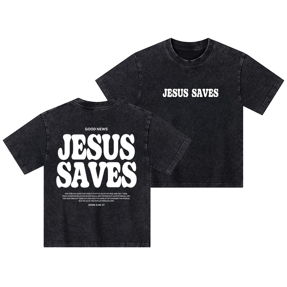 Jesus Saves Kid Washed T-Shirt