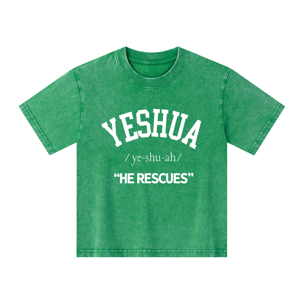 Yeshua He Rescues Kid Washed T-Shirt