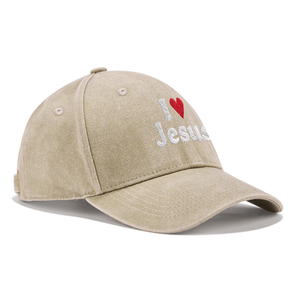 I Love Jesus Christian Washed Hat
