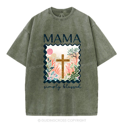 MAMA Simple Blessed Christian Washed T-Shirt