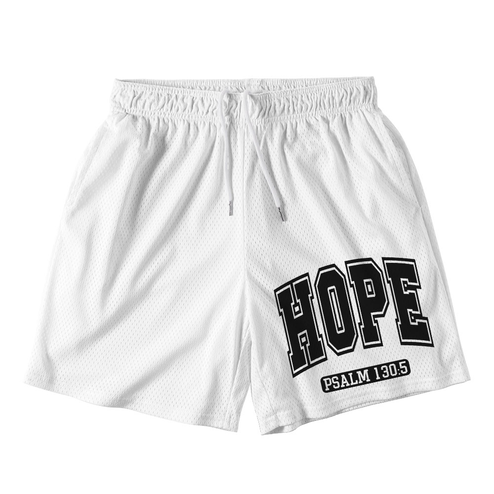 The Hope White Christian Mesh Shorts