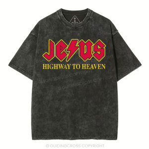 Image of Jesus Highway To Heaven Christian Washed T-Shirt