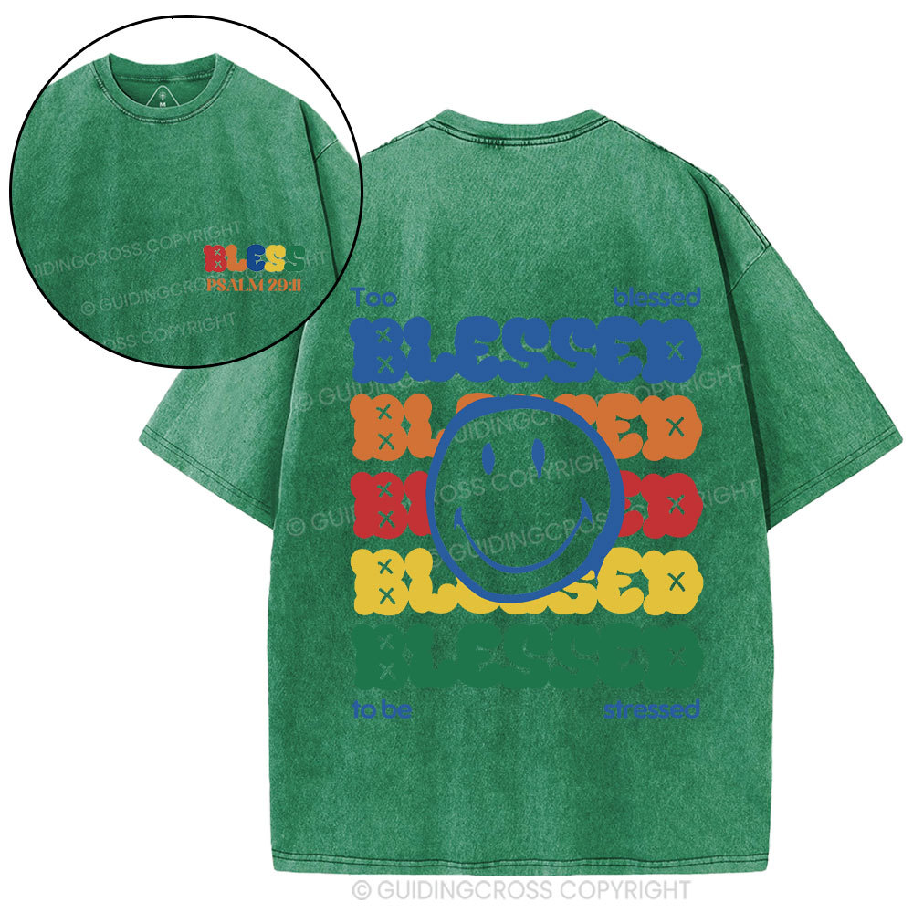 Too Blessed To Be Stressed Christian Washed T-Shirt