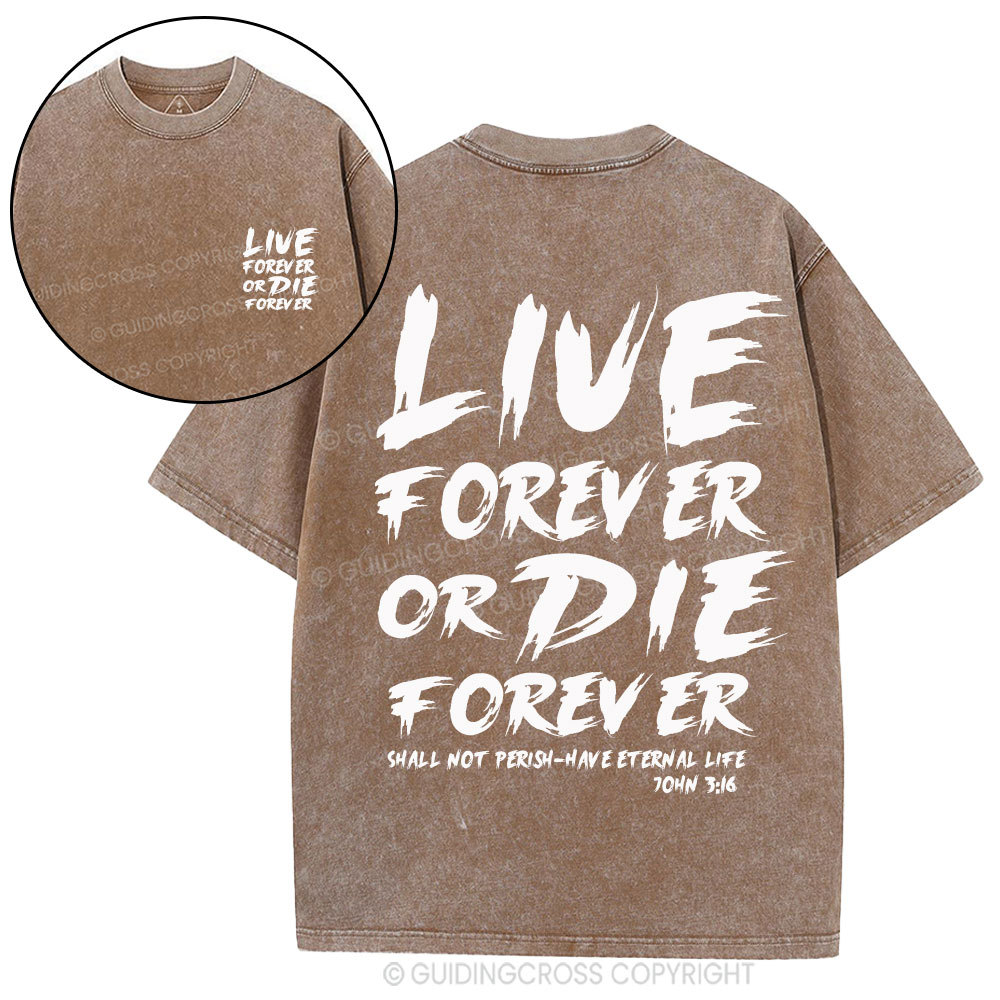 Live Forever Or Die Forever Christian Washed T-Shirt
