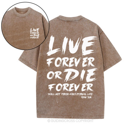 Live Forever Or Die Forever Christian Washed T-Shirt
