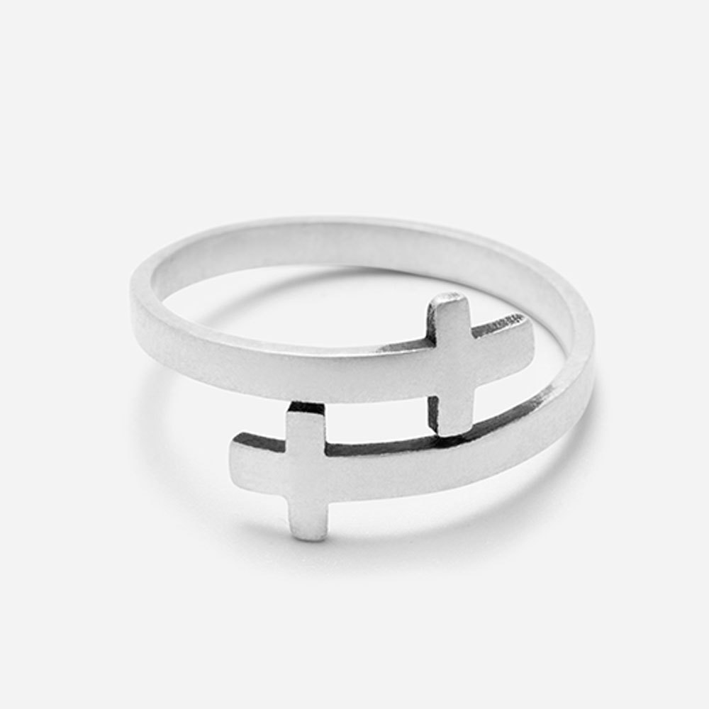 Double Cross Christian 925 Sterling Silver Ring