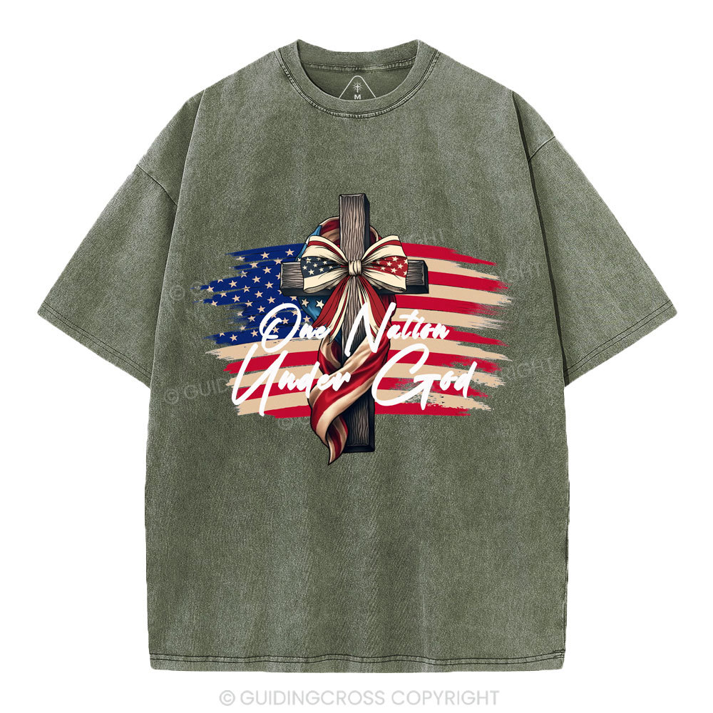 On Nation Under God Beauty Christian Washed T-Shirt