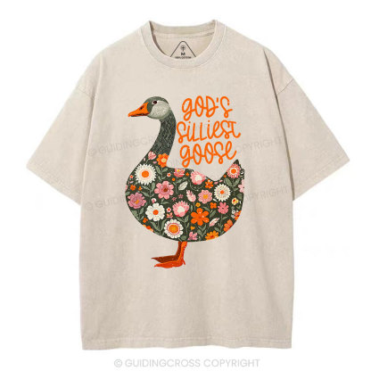 God's Silliest Goose Floral Christian Washed T-Shirt