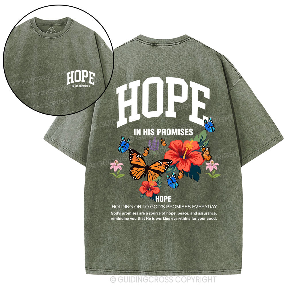 Hope Is His Promised Christian Washed T-Shirt