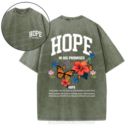 Hope Is His Promised Christian Washed T-Shirt
