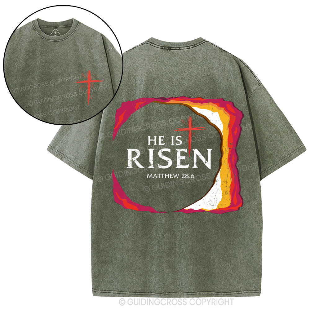 He Is Risen Christian Washed T-Shirt