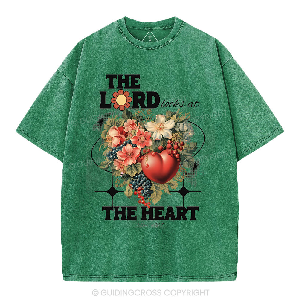 The Lord Looks At The Heart Christian Washed T-Shirt
