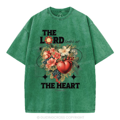 The Lord Looks At The Heart Christian Washed T-Shirt