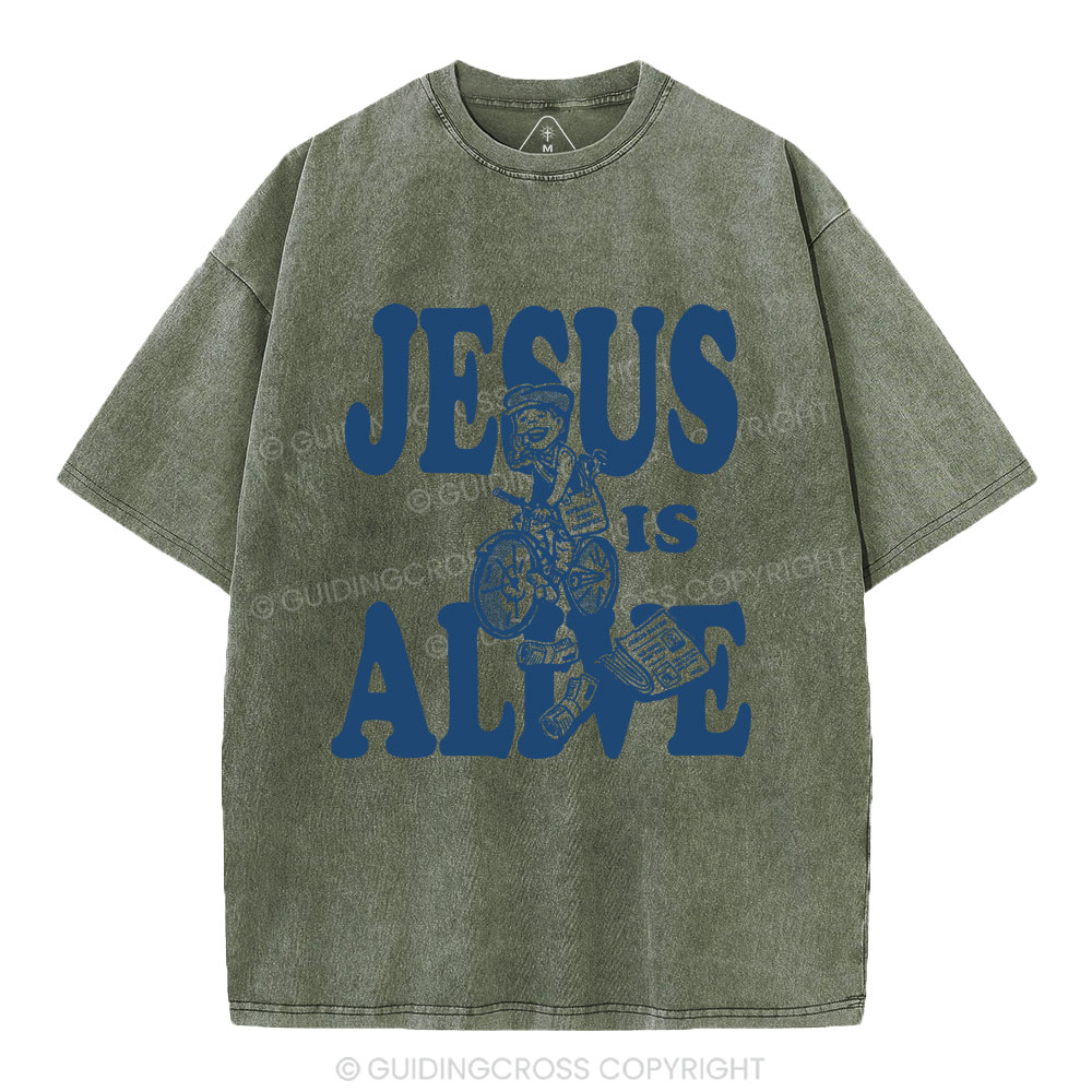 Jesus Is Alive Christian Washed T-Shirt