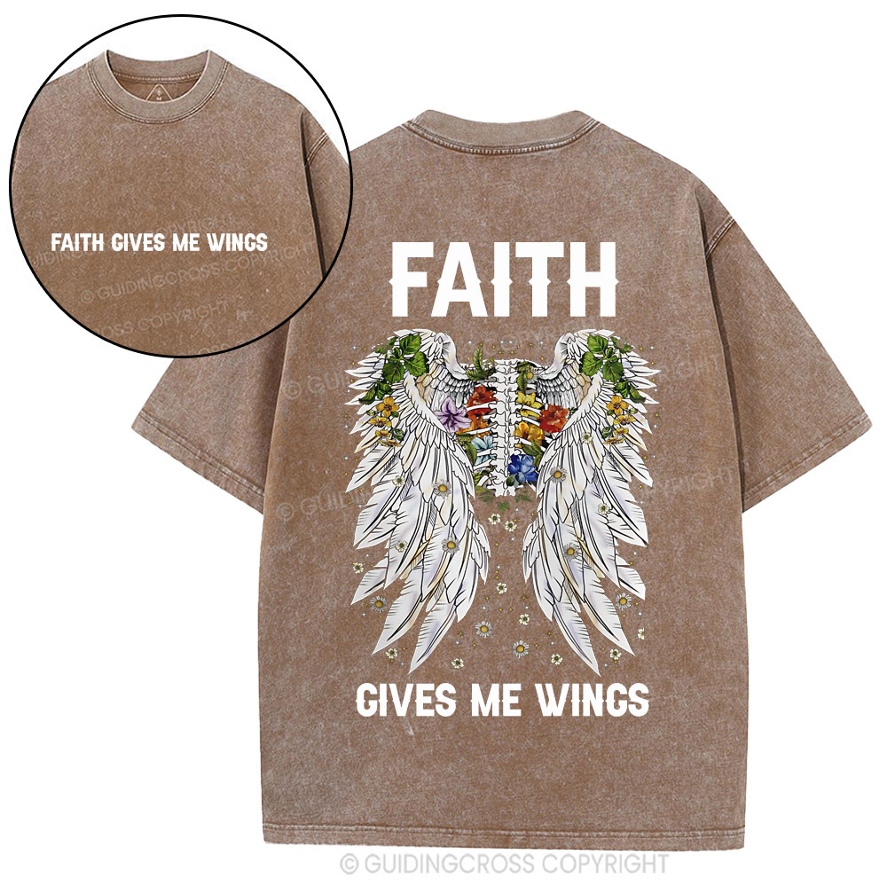 Faith Gives Me Wings Christian Washed T-Shirt