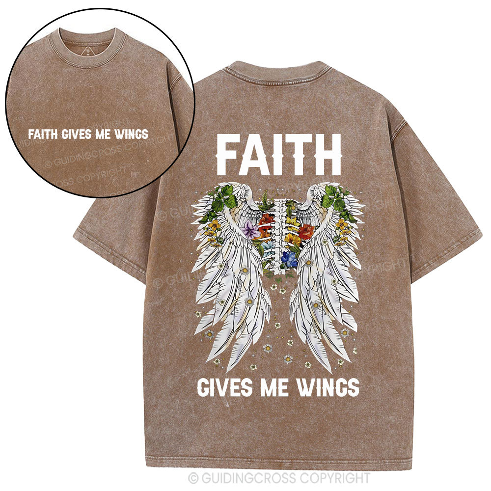 Faith Gives Me Wings Christian Washed T-Shirt