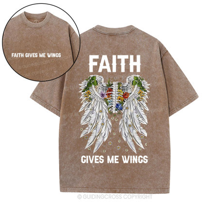 Faith Gives Me Wings Christian Washed T-Shirt