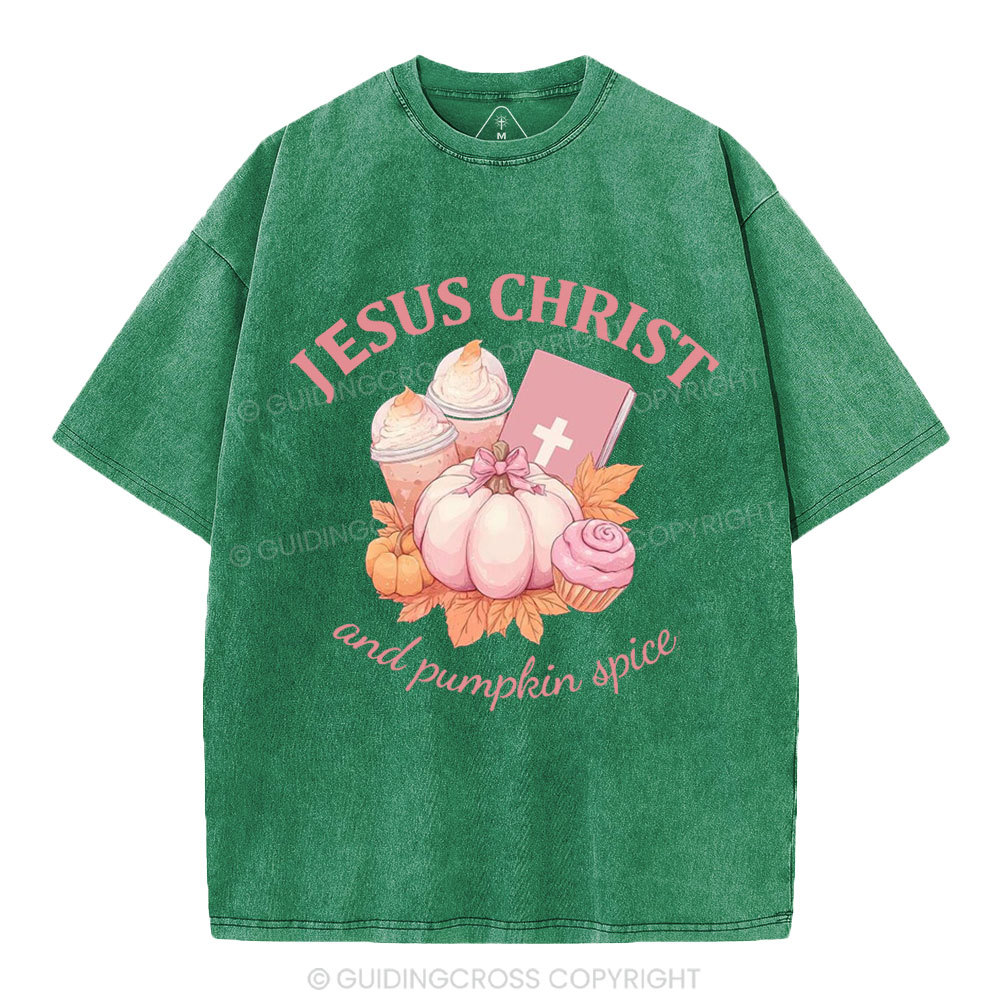 Jesus Christ And Pumpkin Spice Christian Washed T-Shirt