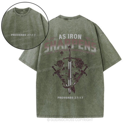 As Iron Sharpens Christian Washed T-Shirt