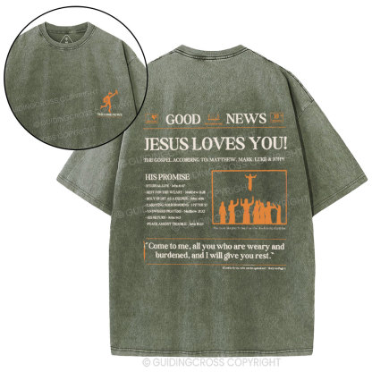 Jesus Loves You Christian Washed T-Shirt
