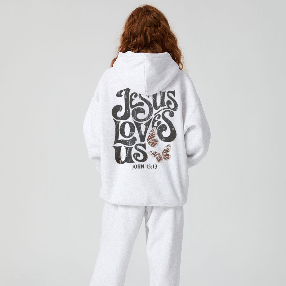 Jesus Loves Us Christian Premium Fleece Hoodie Set