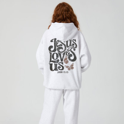 Jesus Loves Us Christian Premium Fleece Hoodie Set