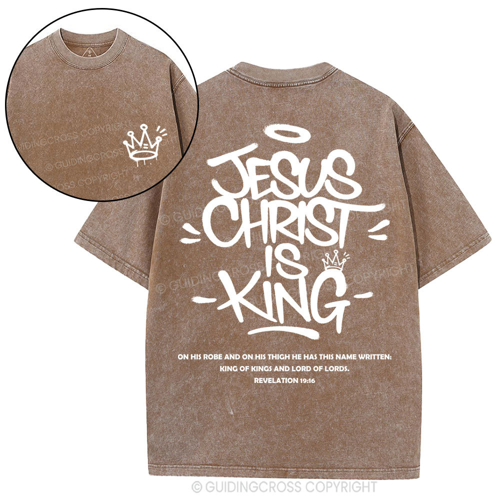 Jesus Christ Is King Christian Washed T-Shirt
