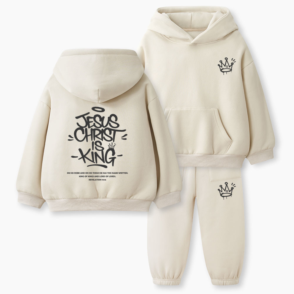 Jesus Christ Is King Christian Kid Fleece Hoodie Set