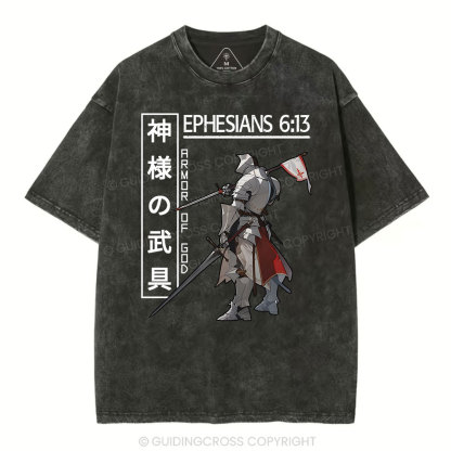 Armor Of God Anime Christian Washed T-Shirt