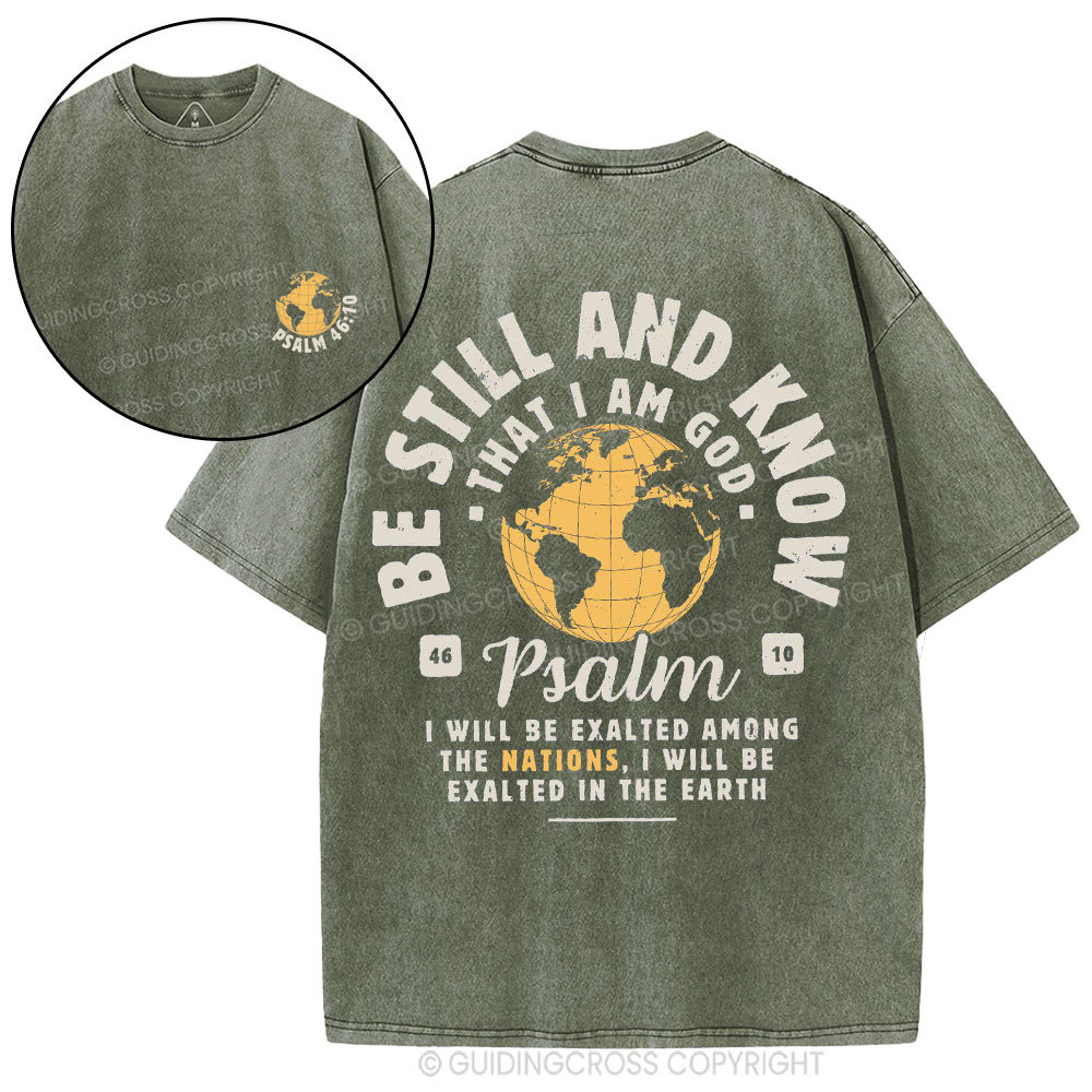 Be Still And Know Christian Washed T-Shirt