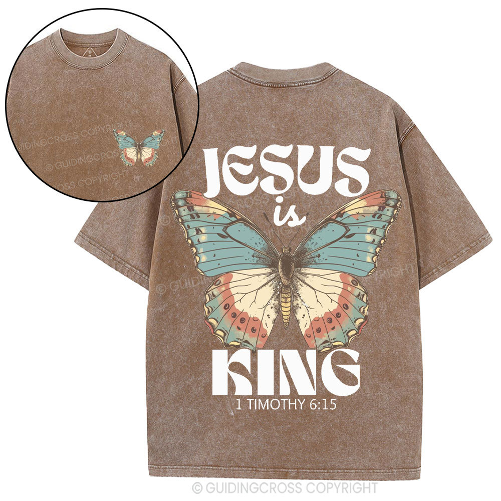 Jesus Is King Christian Washed T-Shirt