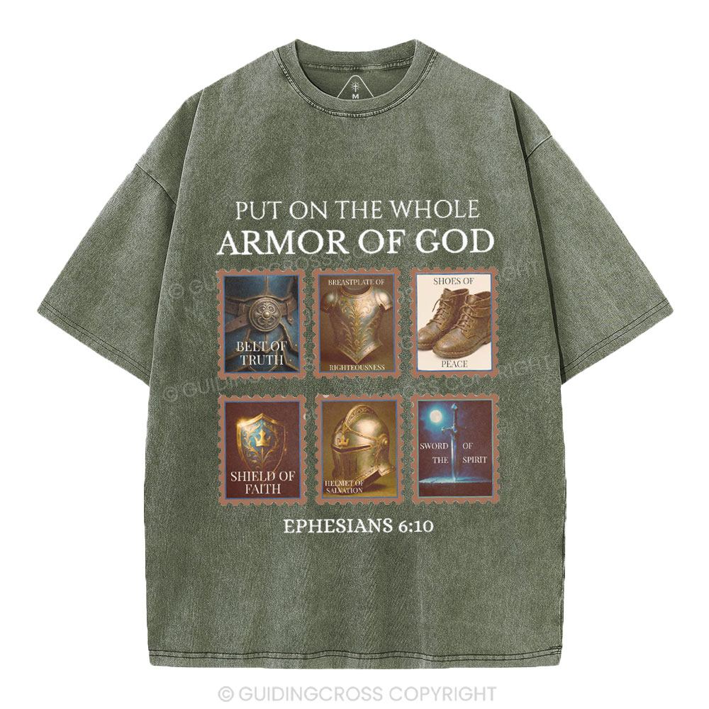 Put On The Whole Armor Of God Christian Washed T-Shirt